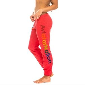 NWOT Neon Red Aviator Nation sweatpants -M